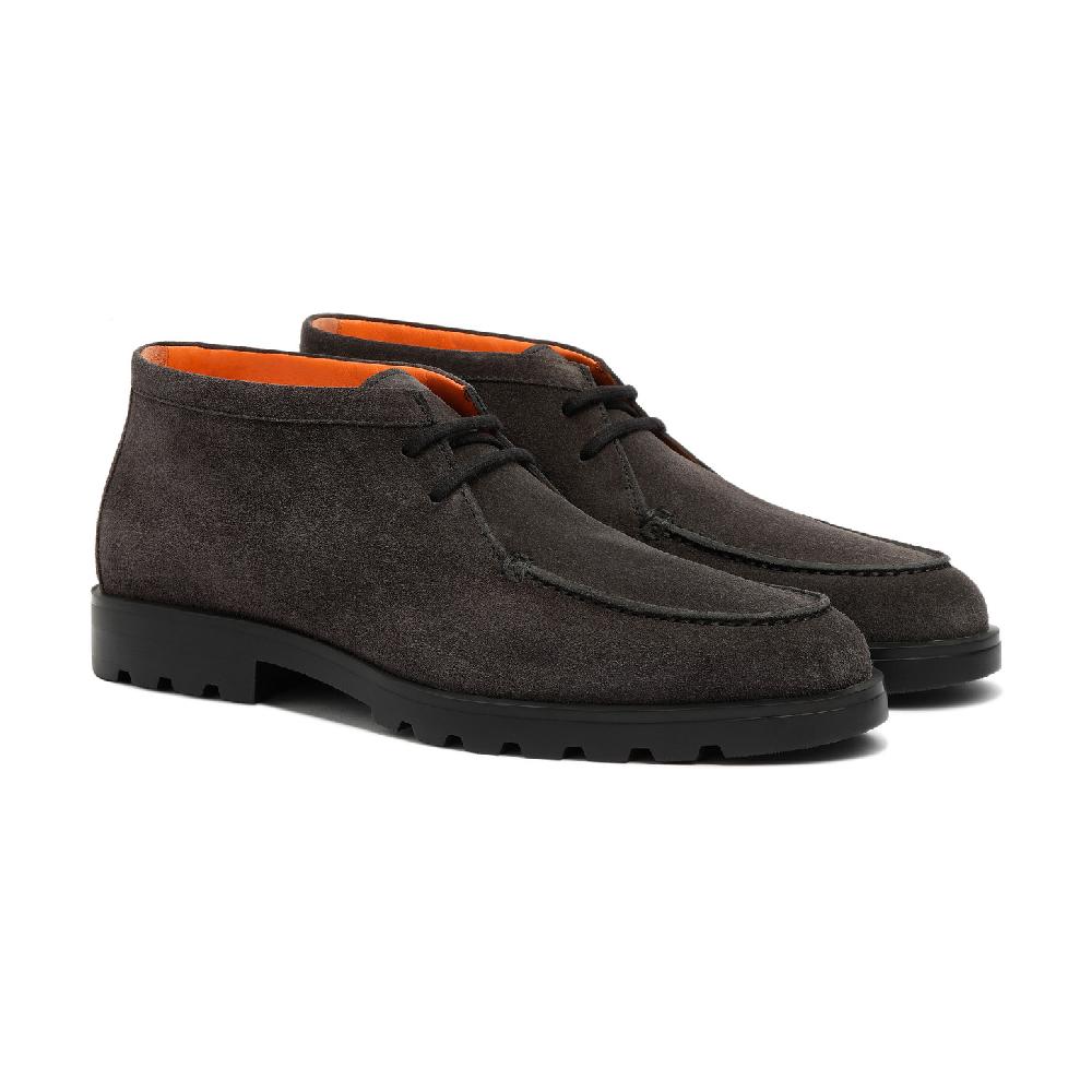 Santoni Stivaletto desert da uomo in suede grigio Vendita Calda