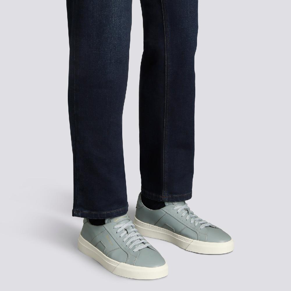 Santoni Double Buckle Sneaker da uomo in pelle azzurra 2025