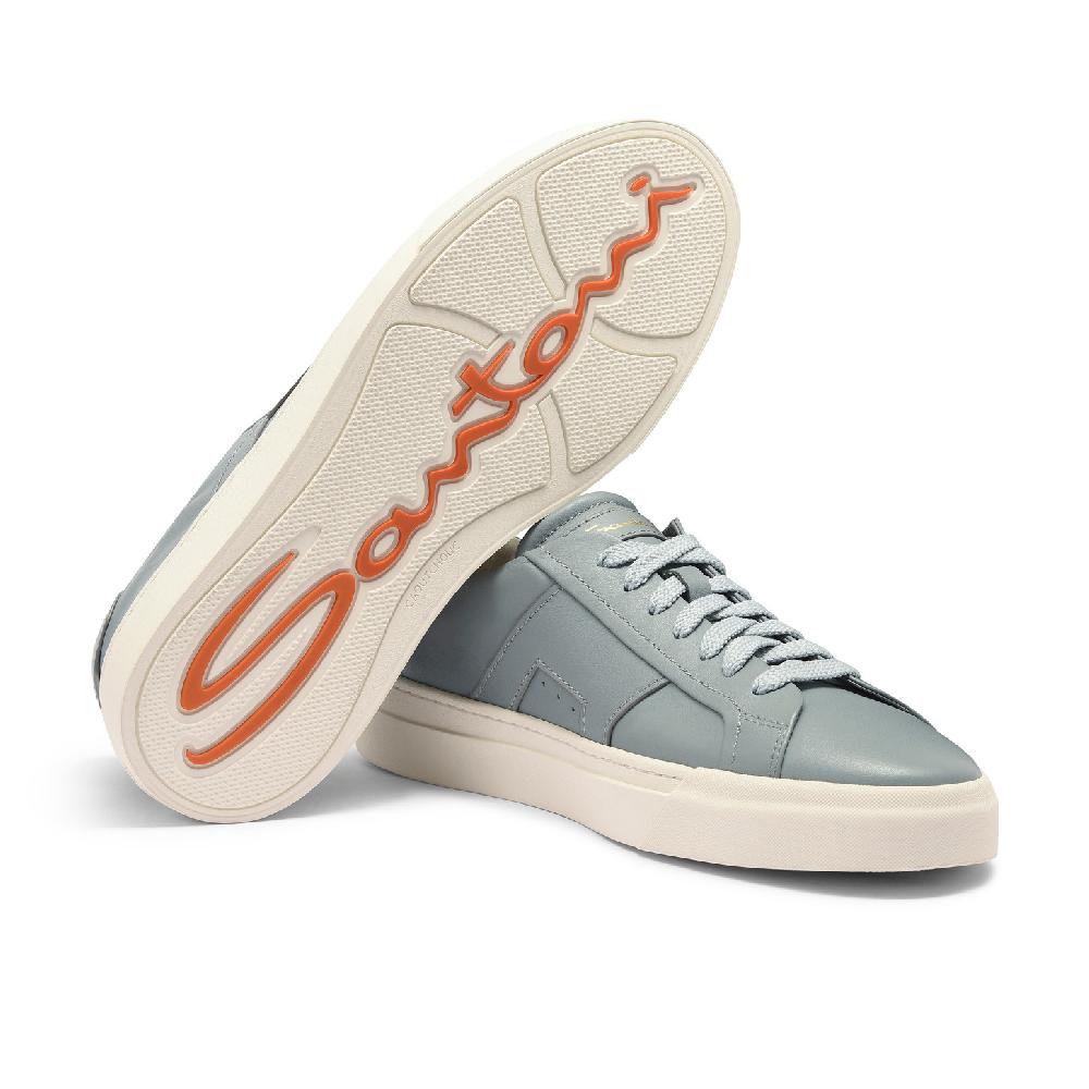 Santoni Double Buckle Sneaker da uomo in pelle azzurra 2025