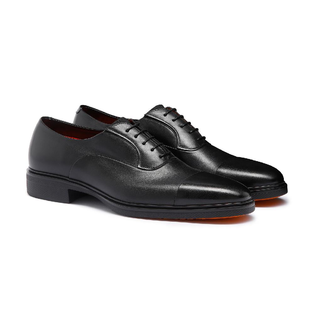 Santoni Stringata Easy da uomo in pelle nera In Linea