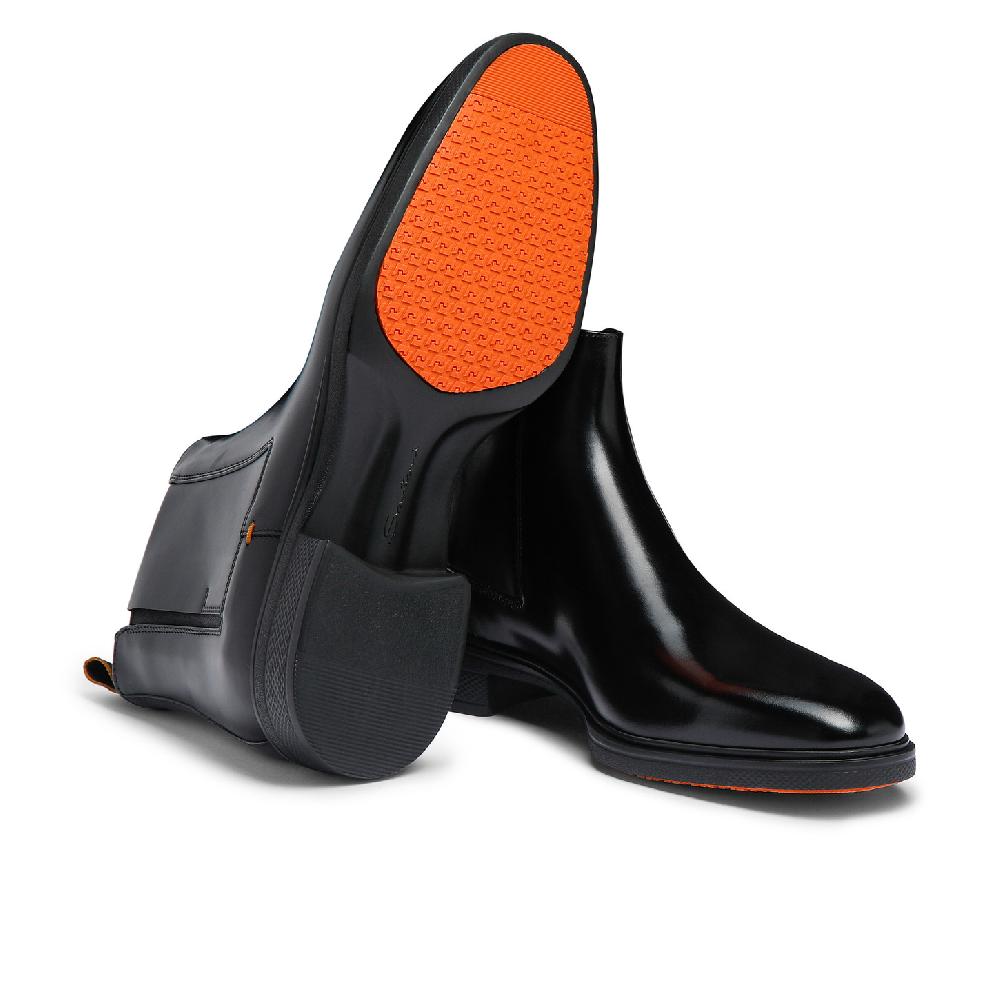 Santoni Stivaletto Easy da uomo in pelle nera Nuovo