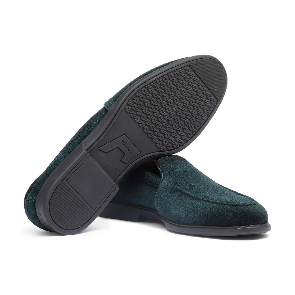 Santoni Mocassino da uomo in suede verde scuro Vendita
