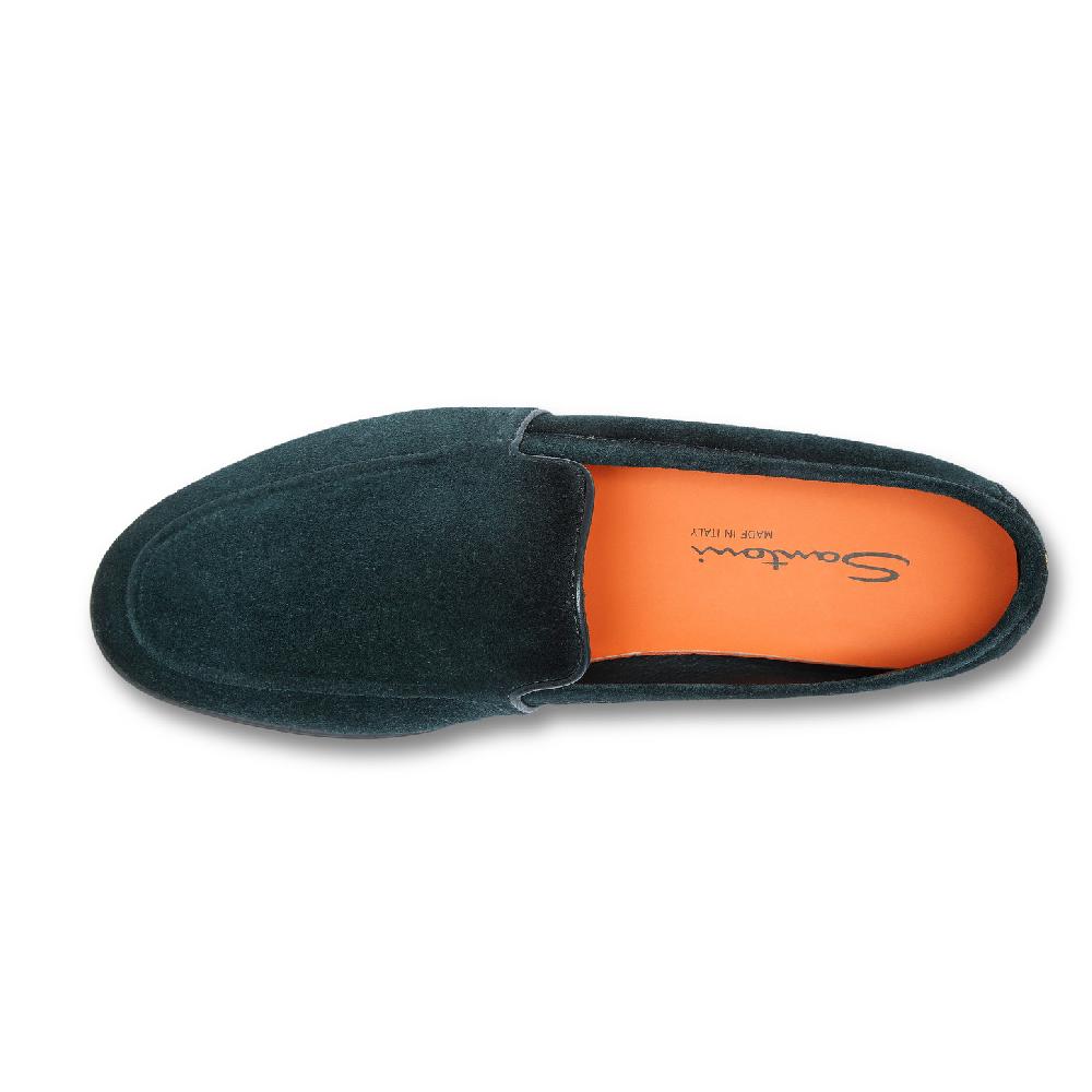 Santoni Mocassino da uomo in suede verde scuro Vendita