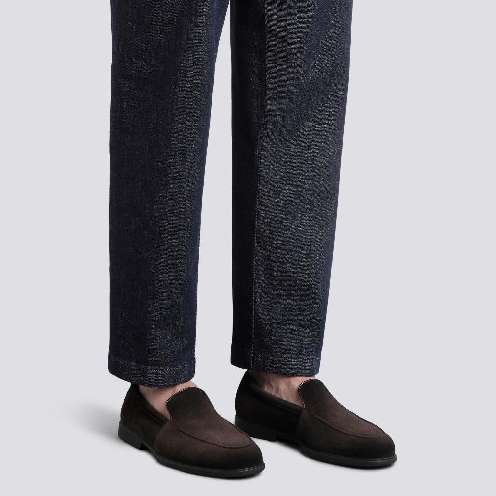 Santoni Mocassino da uomo in suede testa di moro Promozione