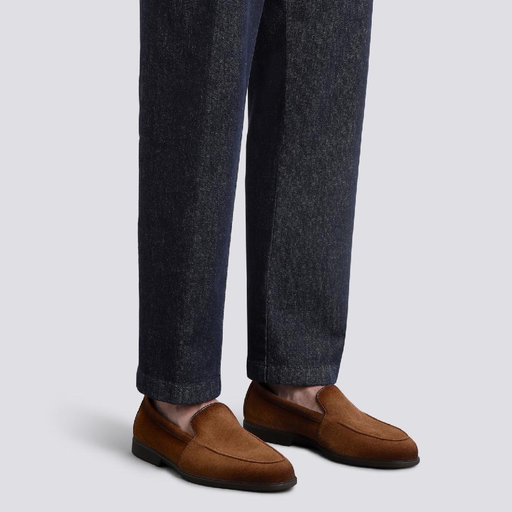 Santoni Mocassino da uomo in suede marrone chiaro Spedizione Gratuita