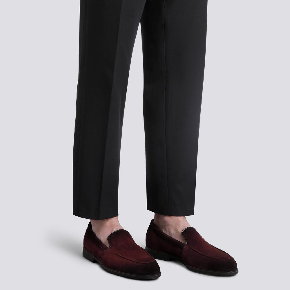Santoni Mocassino da uomo in suede bordeaux Pezzi Unici