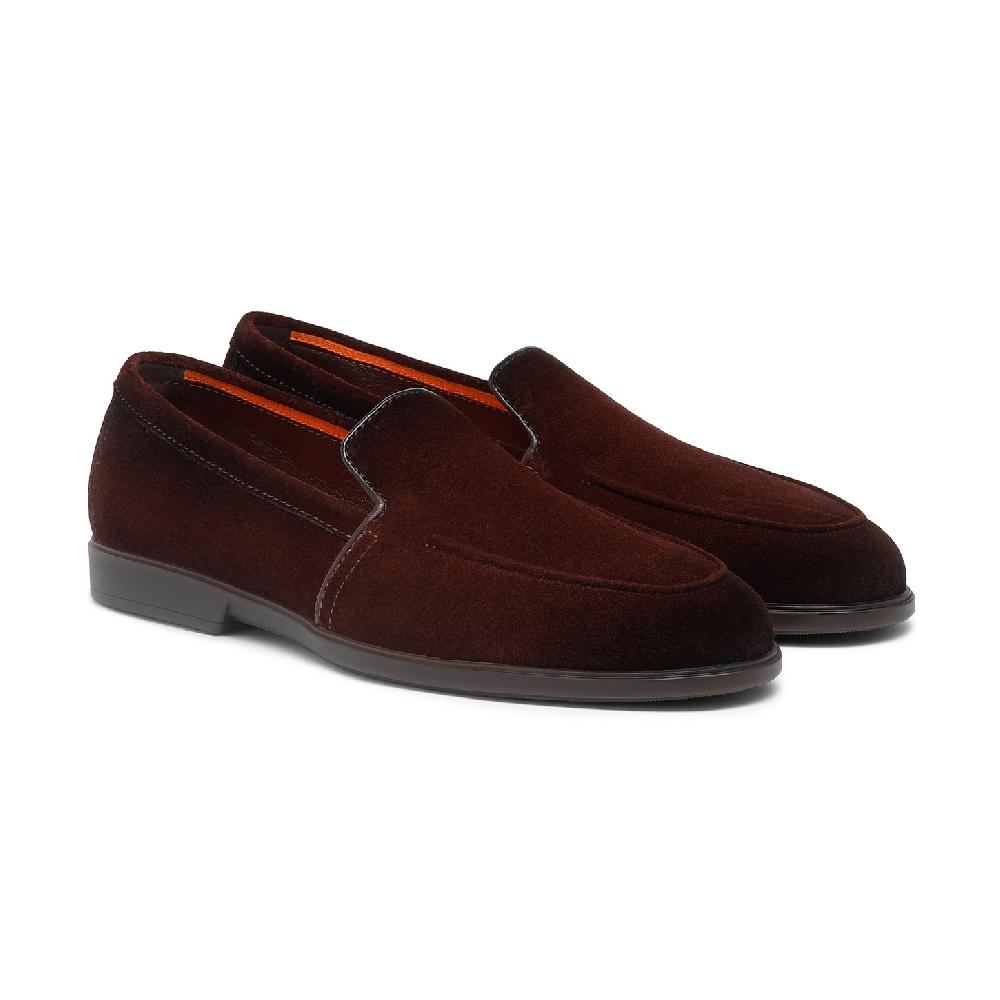 Santoni Mocassino da uomo in suede bordeaux Pezzi Unici