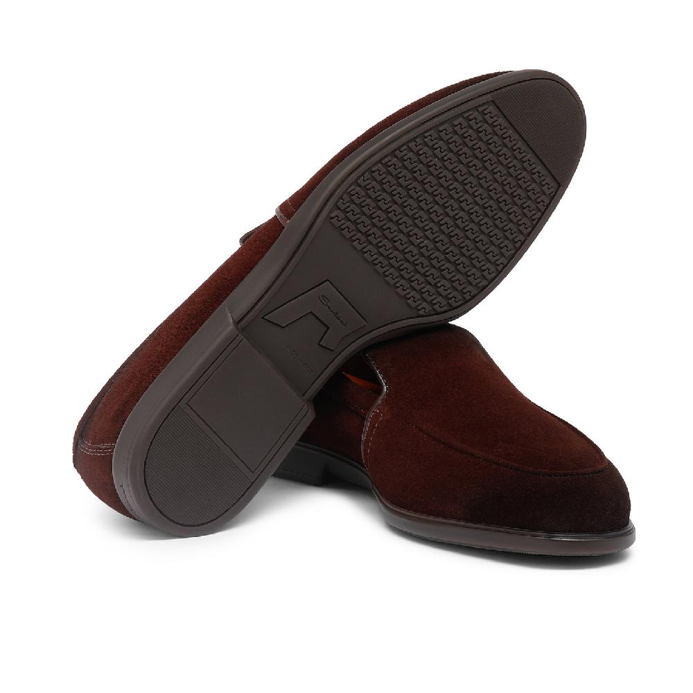 Santoni Mocassino da uomo in suede bordeaux Pezzi Unici