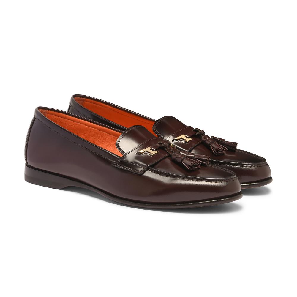 Santoni Mocassino Andrea con nappe da uomo in pelle bordeaux Qualità Garantita
