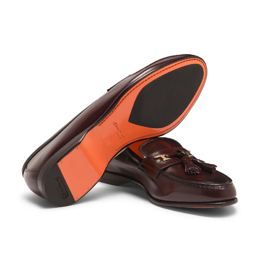 Santoni Mocassino Andrea con nappe da uomo in pelle bordeaux Qualità Garantita