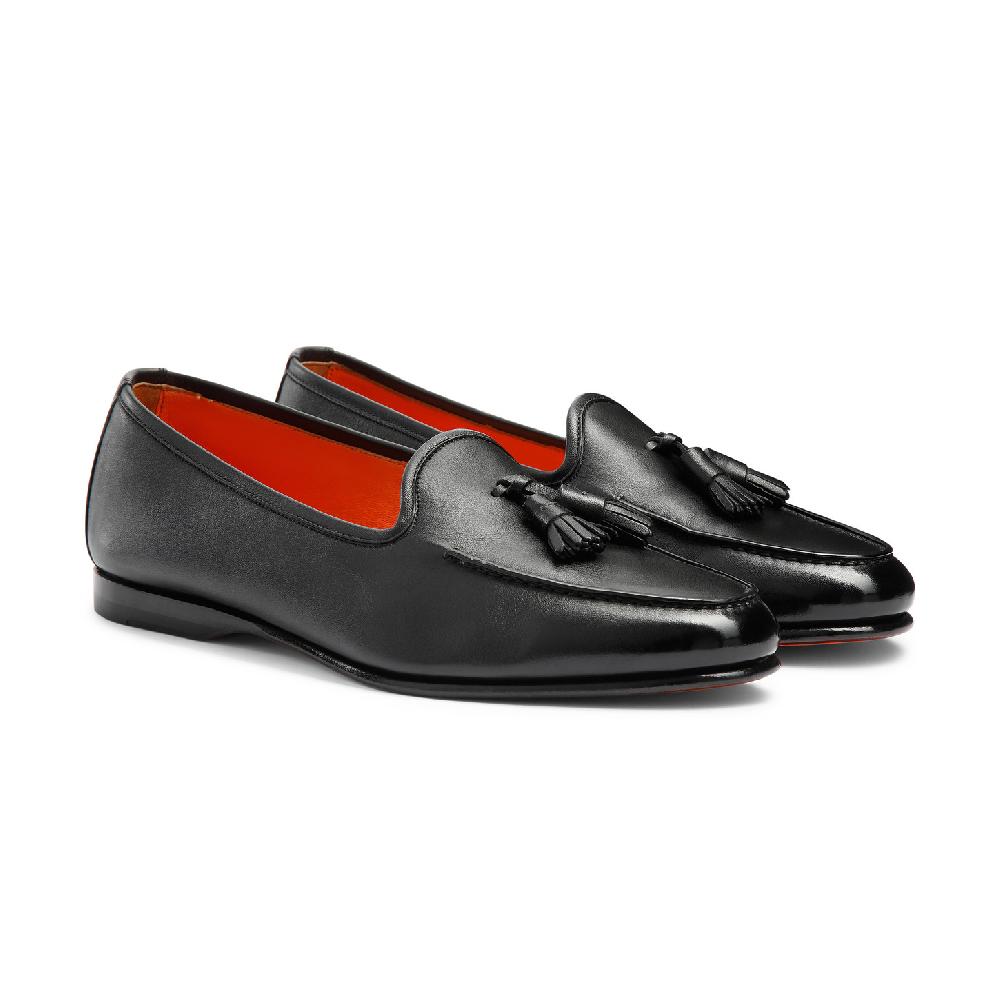 Santoni Mocassino Andrea con nappe da uomo in pelle nera Negozi Online