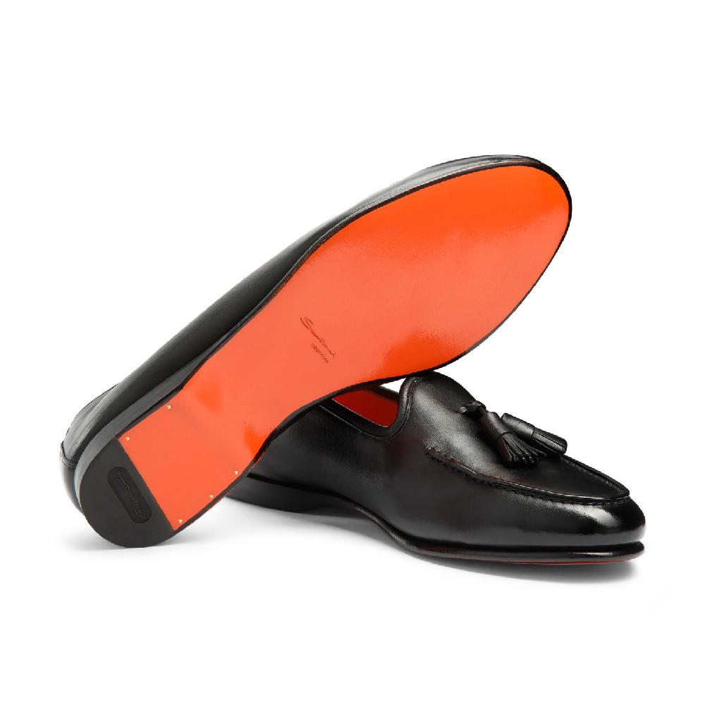 Santoni Mocassino Andrea con nappe da uomo in pelle nera Negozi Online