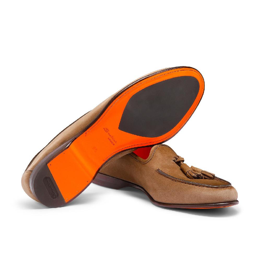 Santoni Mocassino Andrea con nappe da uomo in nabuk marrone Acquista Ora