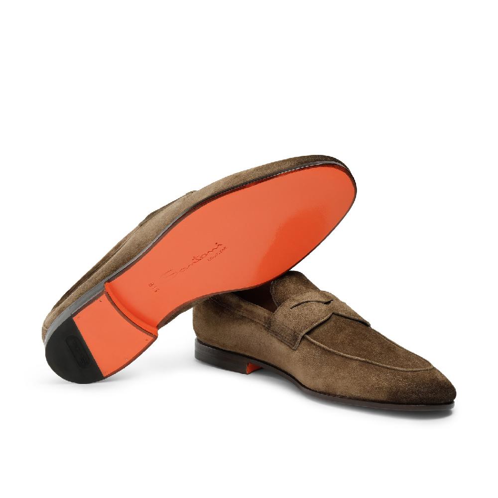 Santoni Mocassino Carlo da uomo in suede marrone Affare Del Giorno