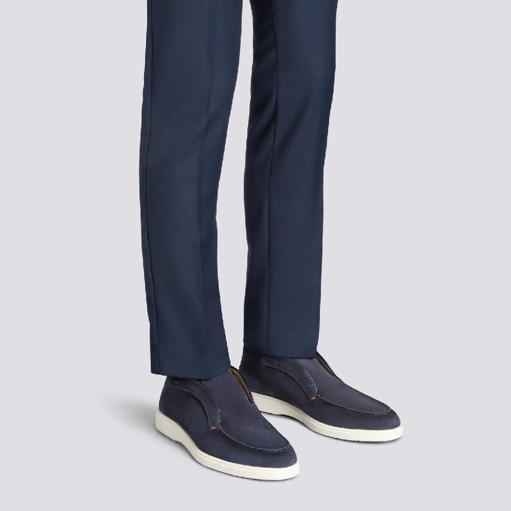 Santoni Stivaletto desert da uomo in suede blu Offerta