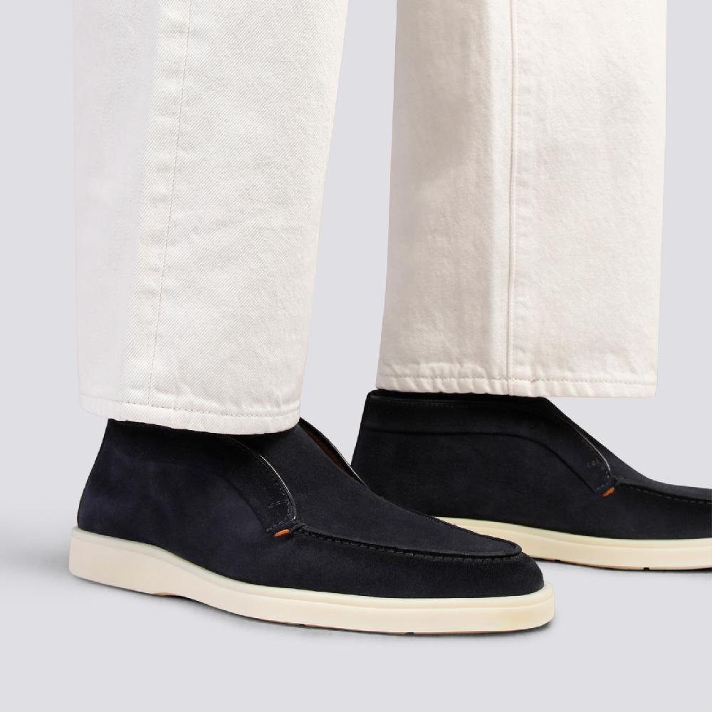 Santoni Stivaletto desert da uomo in suede blu Offerta