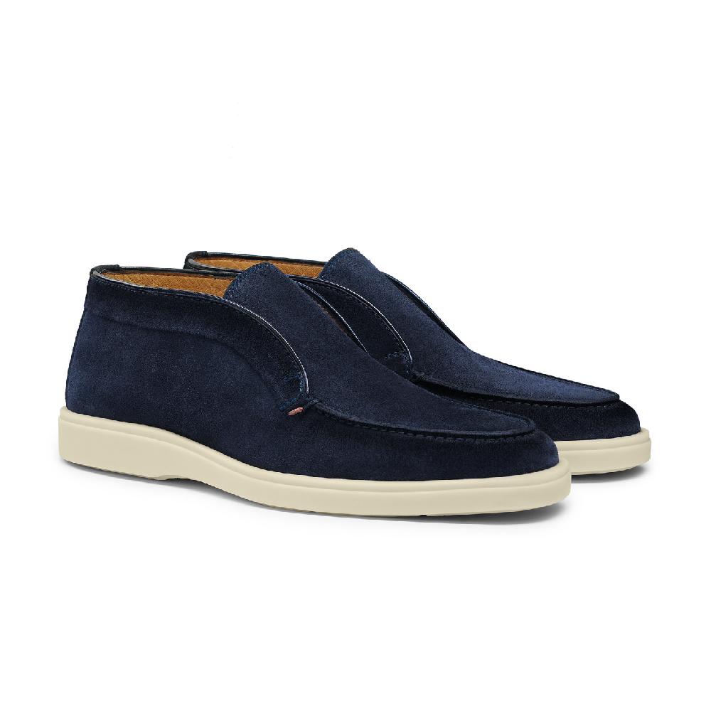 Santoni Stivaletto desert da uomo in suede blu Offerta