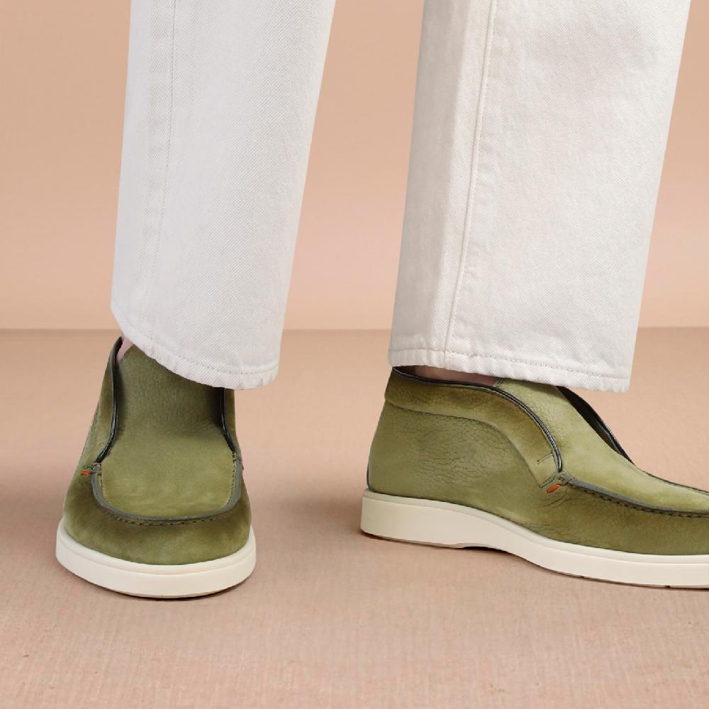 Santoni Stivaletto desert da uomo in nabuk verde Economico
