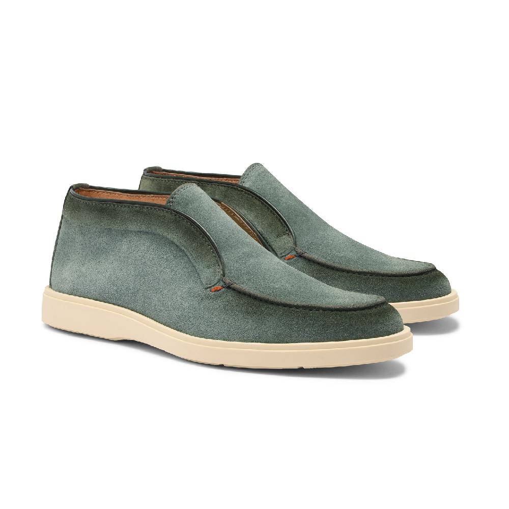 Santoni Stivaletto desert da uomo in suede petrolio Outlet