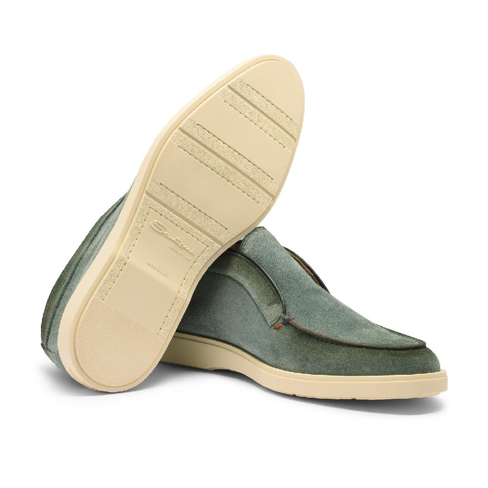 Santoni Stivaletto desert da uomo in suede petrolio Outlet