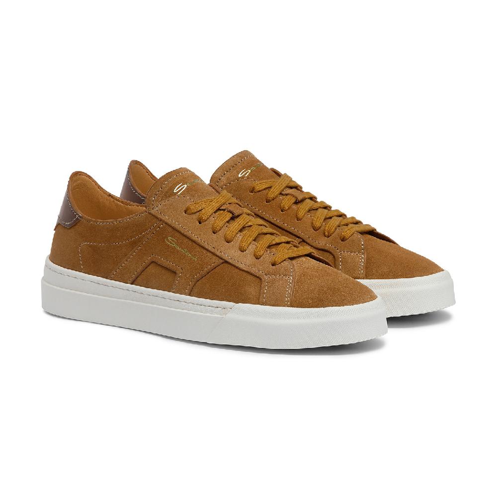 Santoni Double Buckle Sneaker da uomo in suede marrone Saldi