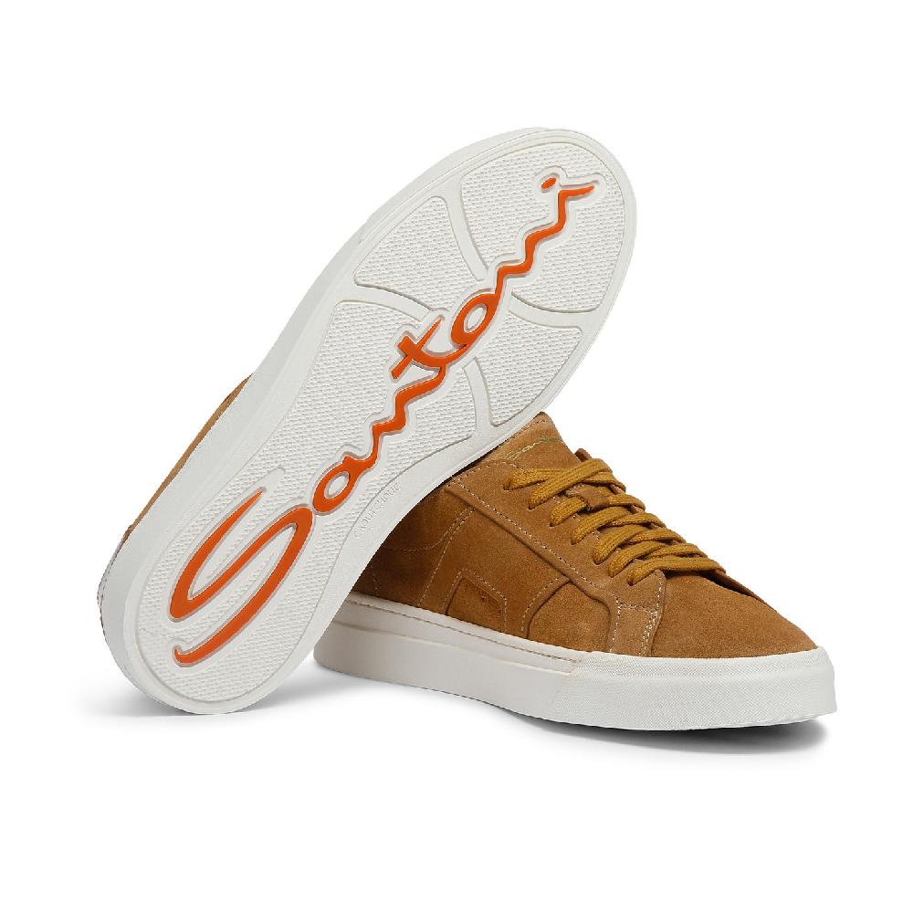 Santoni Double Buckle Sneaker da uomo in suede marrone Saldi