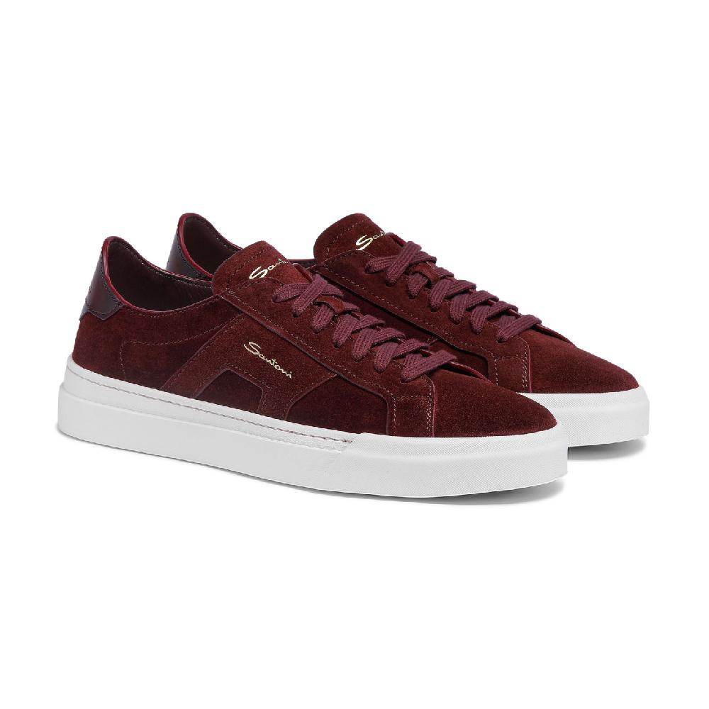 Santoni Double Buckle Sneaker da uomo in suede bordeaux Offerte