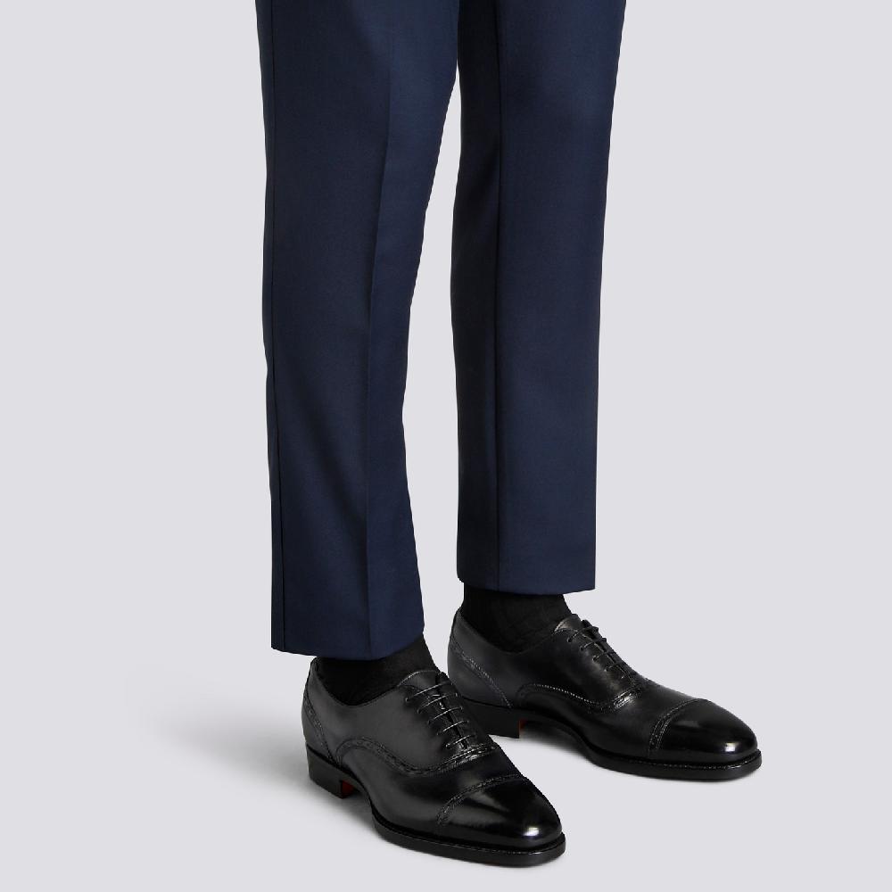 Santoni Stringata Oxford da uomo in pelle nera Vendita Economica