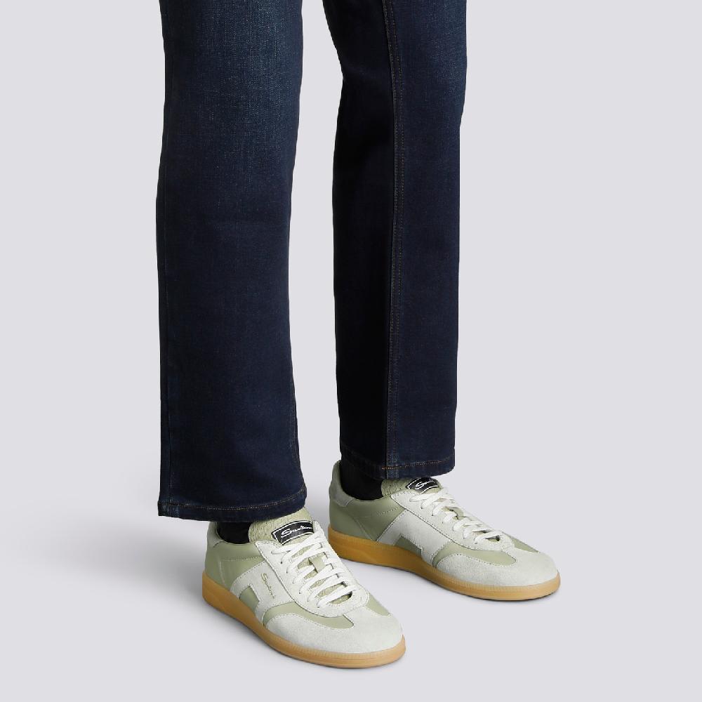 Santoni Sneaker DBS Oly da uomo in pelle e suede verde chiaro Vendite Flash