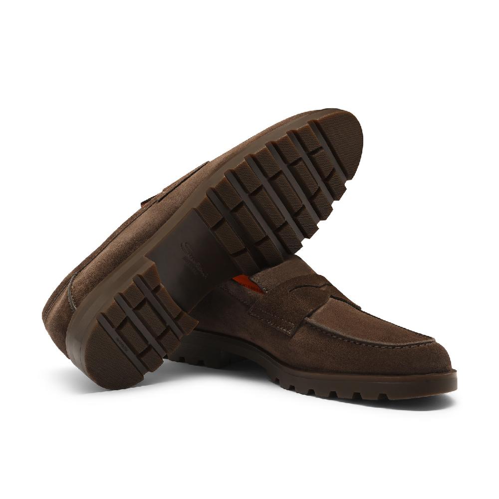 Santoni Mocassino penny da uomo in suede testa di moro 2025