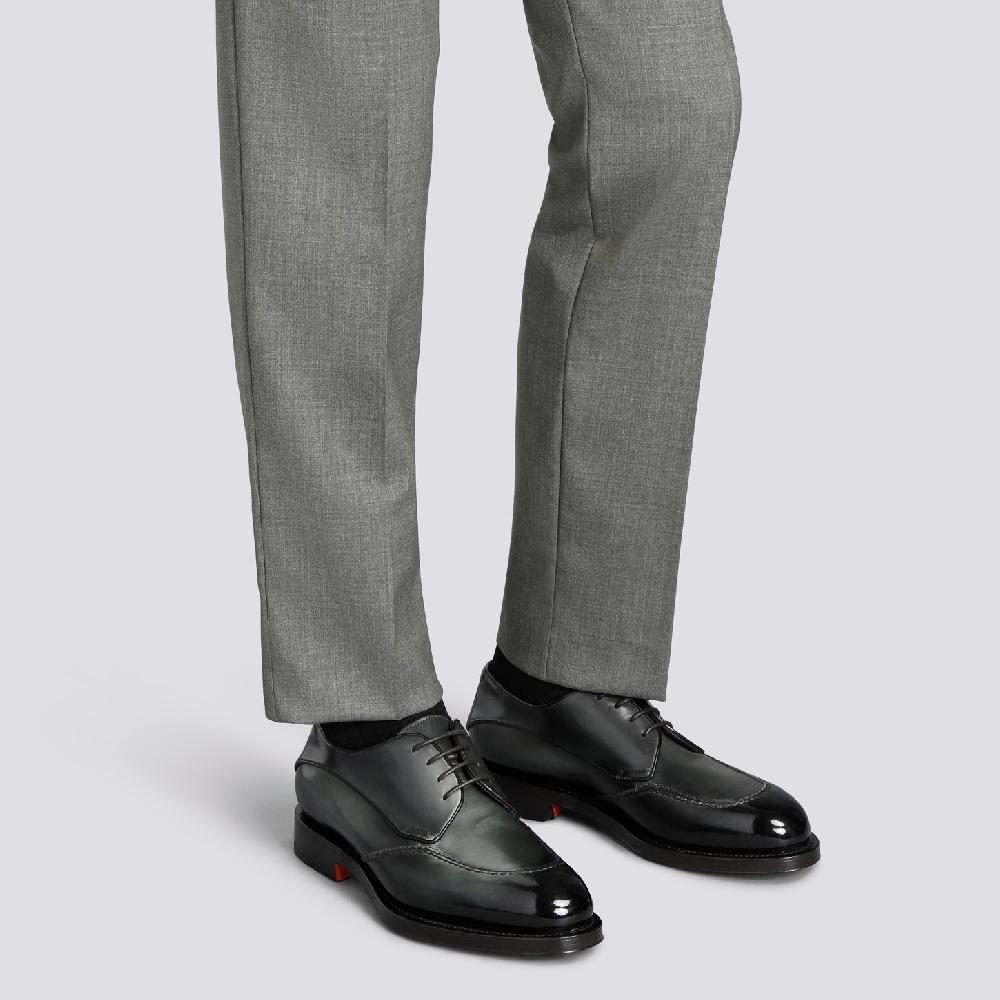Santoni Stringata Derby da uomo in pelle verde 2025