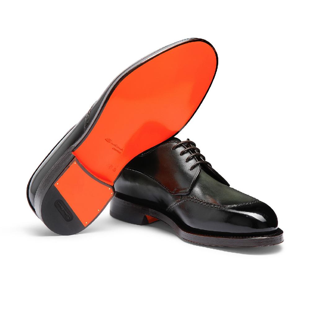 Santoni Stringata Derby da uomo in pelle verde 2025