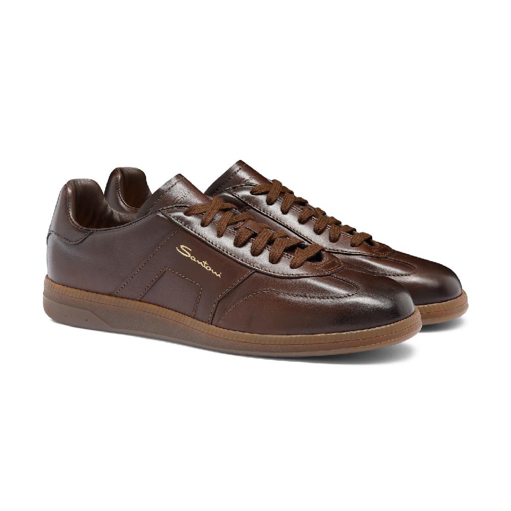 Santoni Sneaker DBS Oly da uomo in pelle testa di moro Qualità Garantita