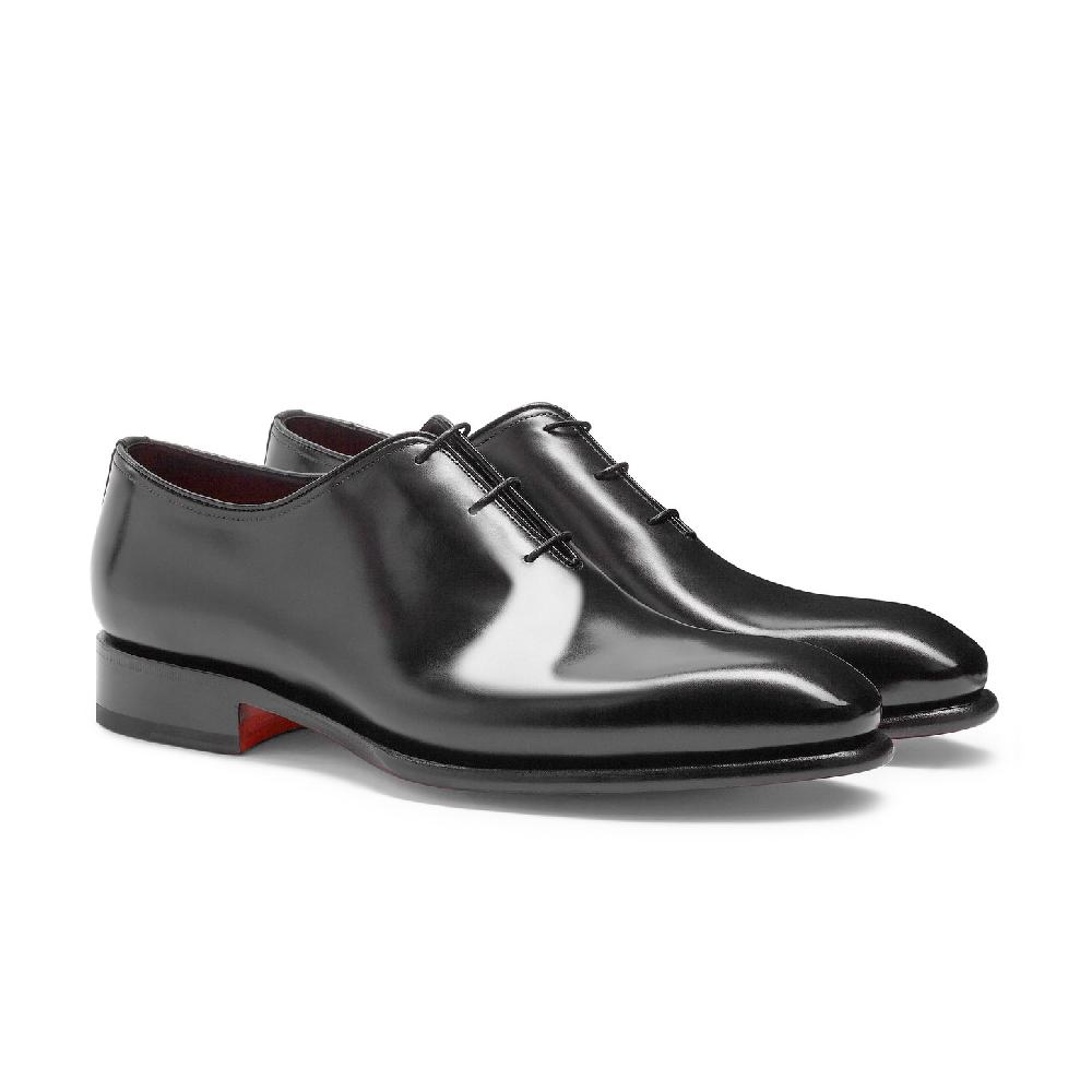 Santoni Stringata oxford da uomo in pelle anticata nera Negozi Online