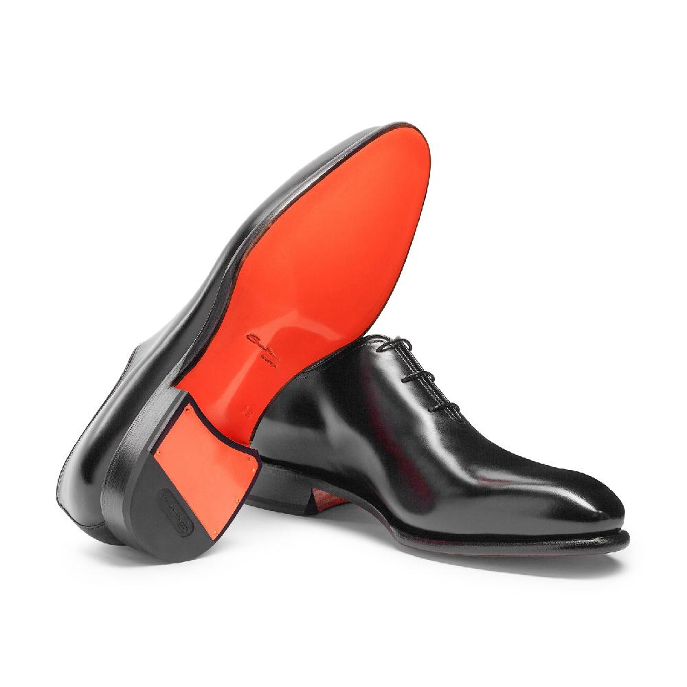 Santoni Stringata oxford da uomo in pelle anticata nera Negozi Online