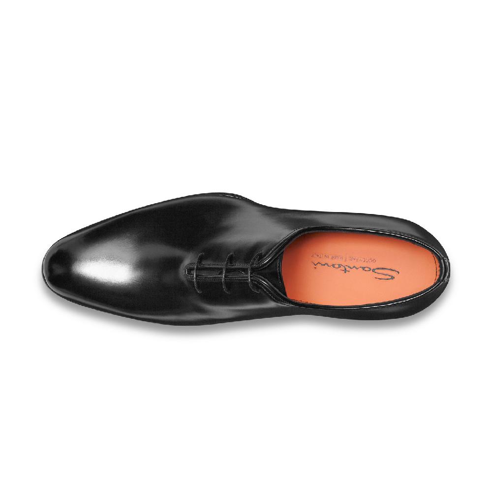 Santoni Stringata oxford da uomo in pelle anticata nera Negozi Online
