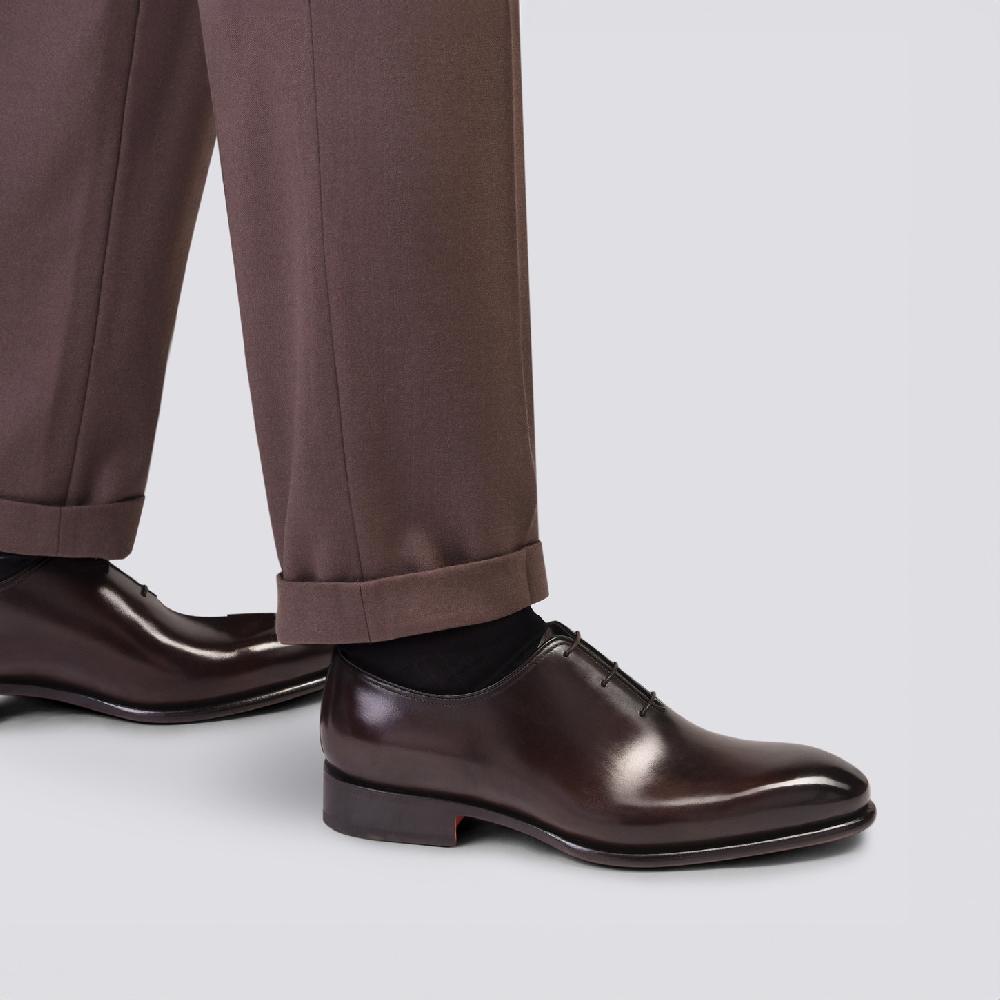 Santoni Stringata oxford da uomo in pelle anticata marrone Acquista Ora