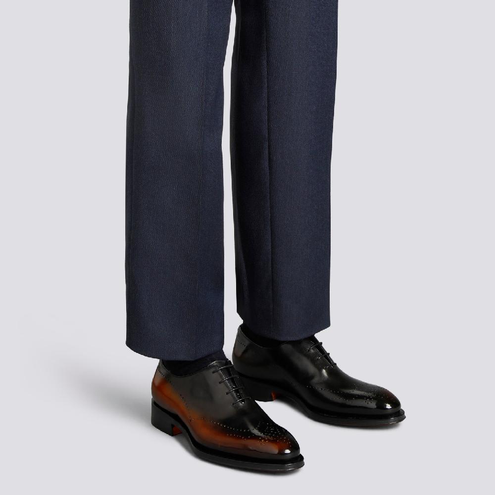 Santoni Stringata oxford brogue da uomo in pelle marrone Consegna Veloce