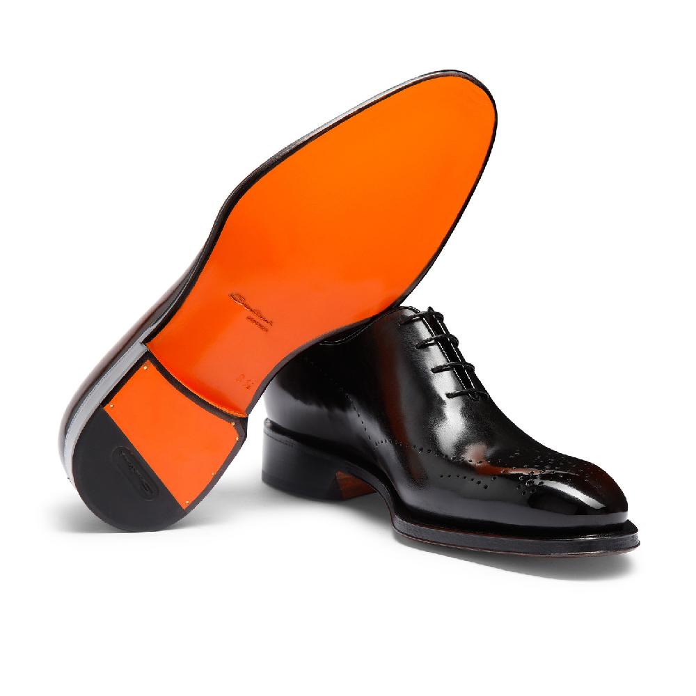 Santoni Stringata oxford brogue da uomo in pelle marrone Consegna Veloce