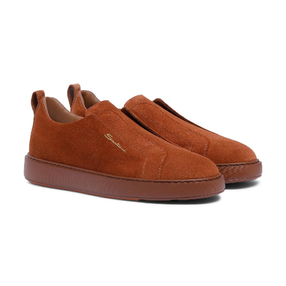 Santoni Sneaker slip-on da uomo in suede marrone Shopping Online