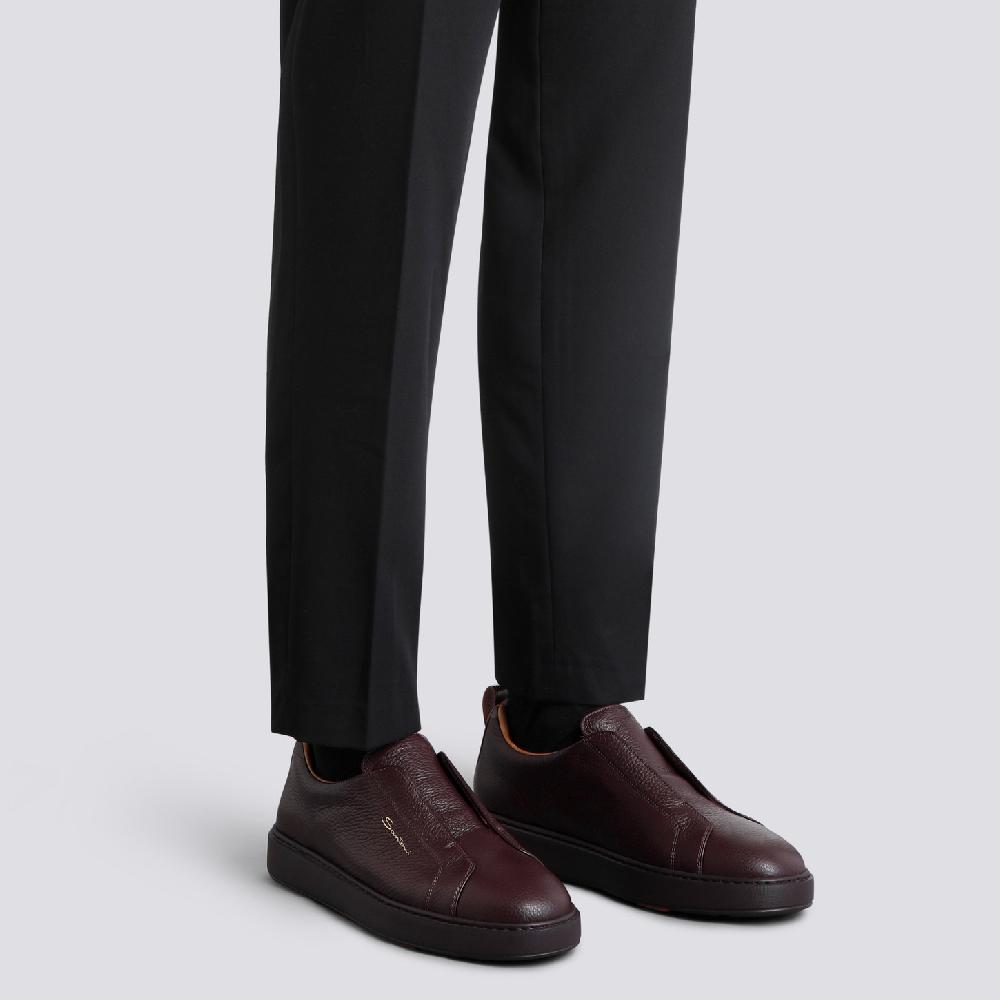 Santoni Sneaker slip-on da uomo in pelle bottalata bordeaux Affare Del Giorno