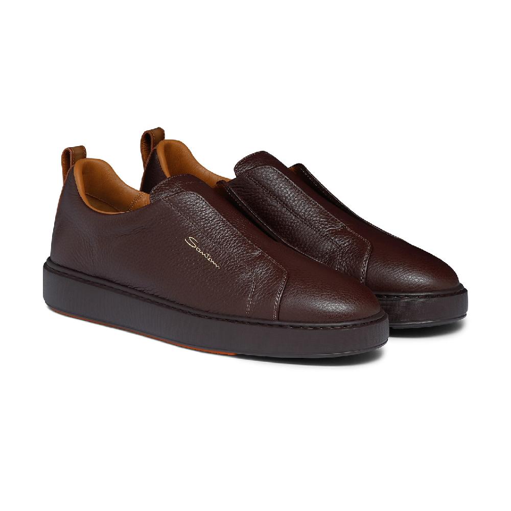 Santoni Sneaker slip-on da uomo in pelle bottalata bordeaux Affare Del Giorno