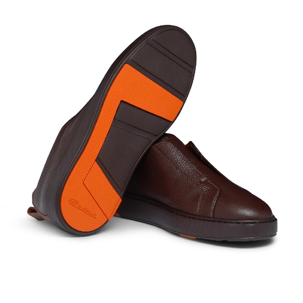 Santoni Sneaker slip-on da uomo in pelle bottalata bordeaux Affare Del Giorno