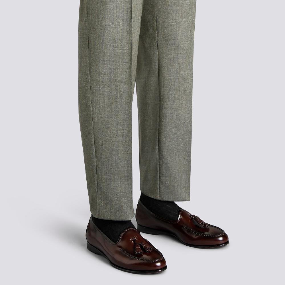 Santoni Mocassino Andrea con nappe da uomo in pelle lucida bordeaux Prezzo Ridotto