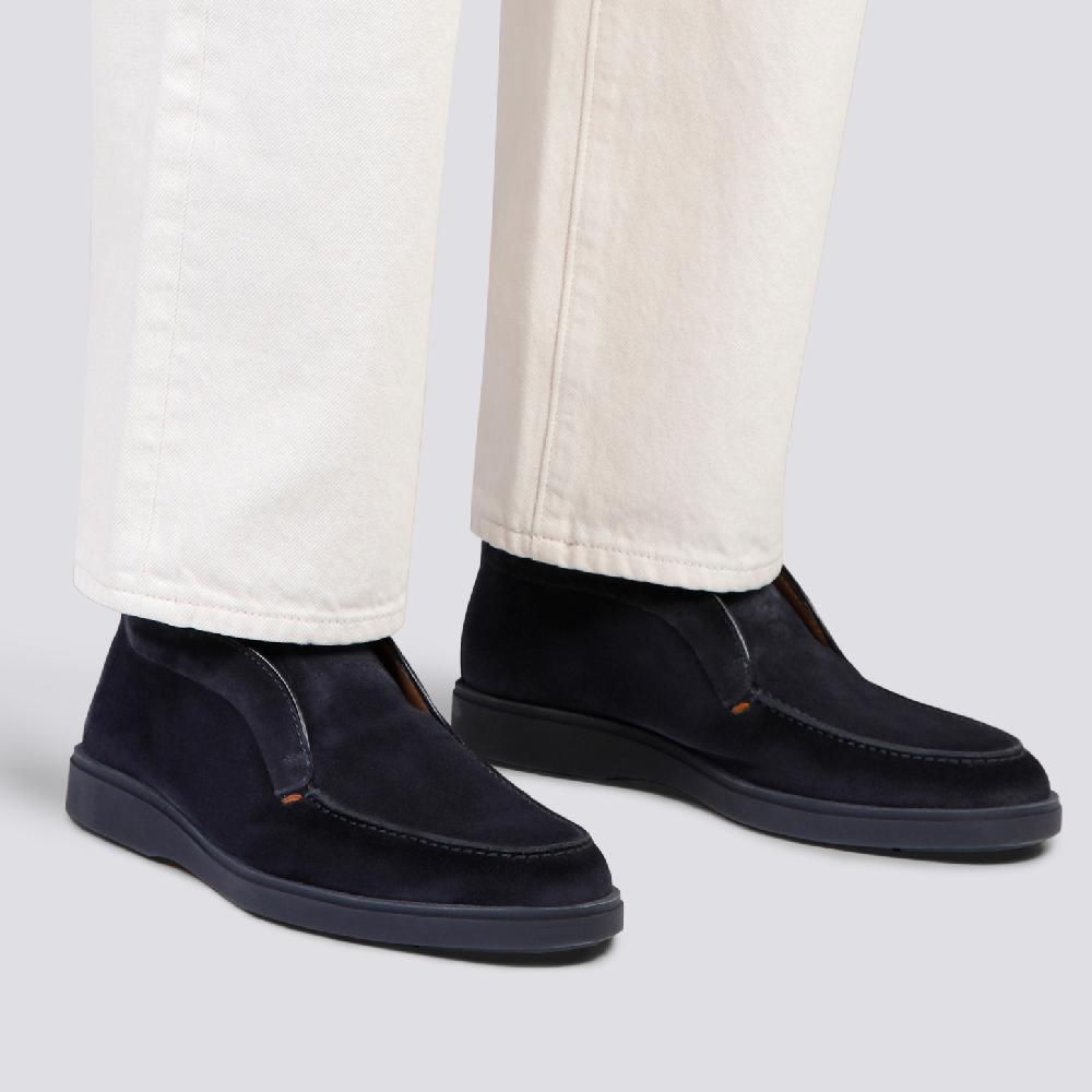 Santoni Stivaletto desert da uomo in suede blu Ultimi tre giorni