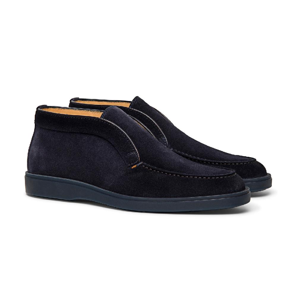 Santoni Stivaletto desert da uomo in suede blu Ultimi tre giorni