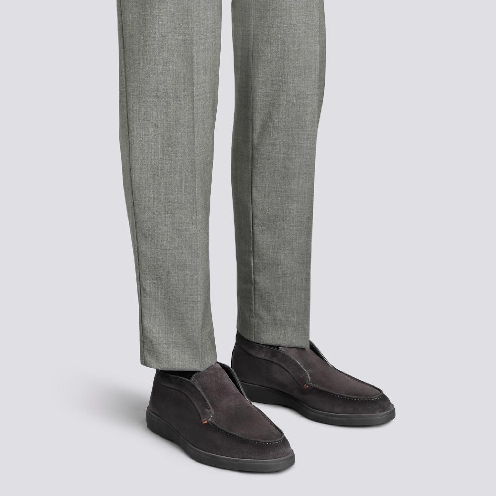 Santoni Stivaletto desert da uomo in suede grigio con pelliccia Convenienza