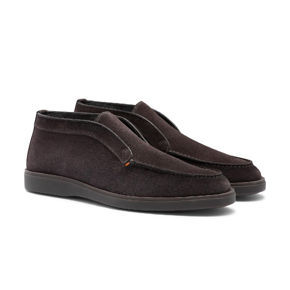 Santoni Stivaletto desert da uomo in suede grigio con pelliccia Convenienza