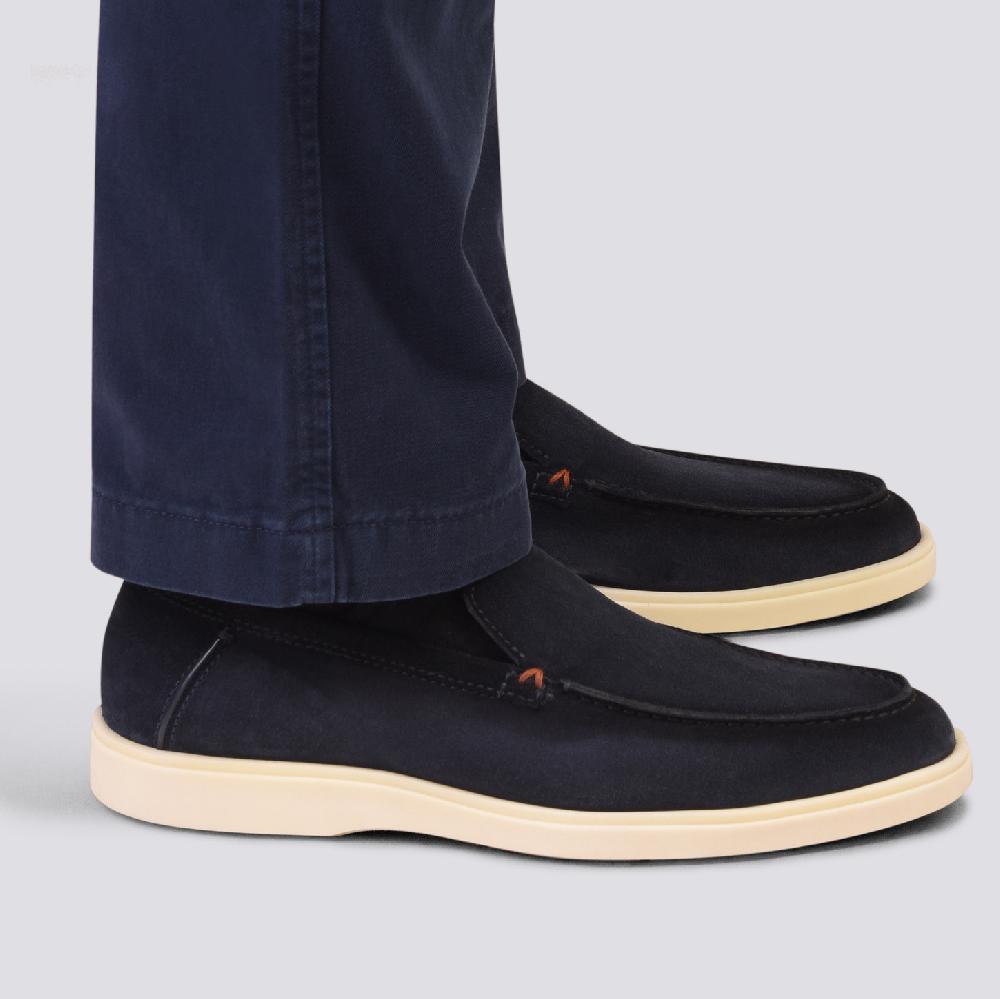 Santoni Mocassino da uomo in suede blu Ultimo giorno