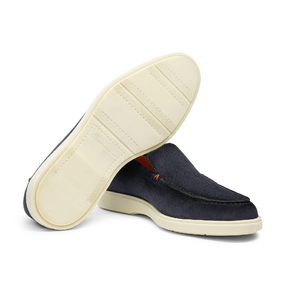 Santoni Mocassino da uomo in suede blu Ultimo giorno